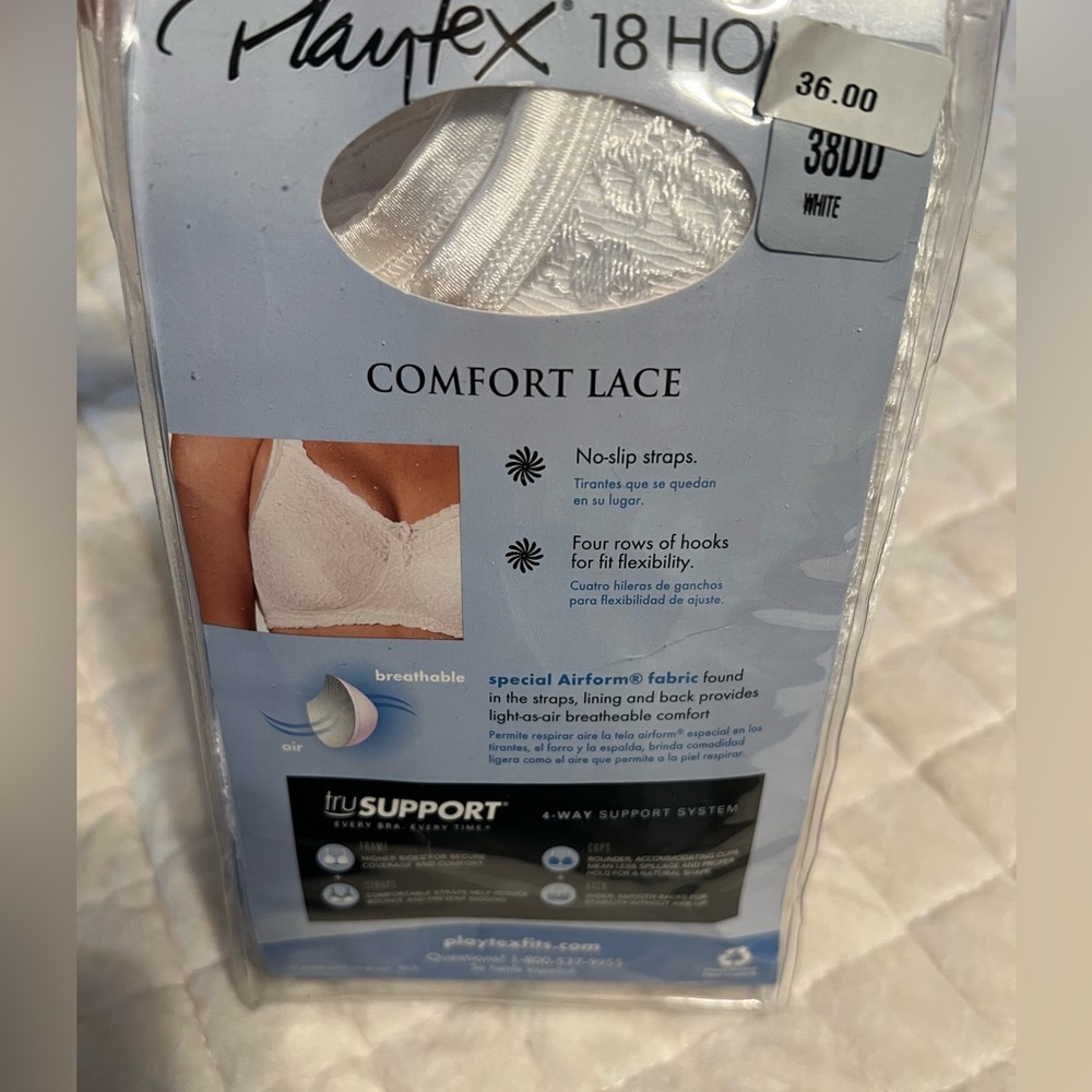 Playtex 18 Hour Cooling Comfort Bra - White - Picture 2 of 3